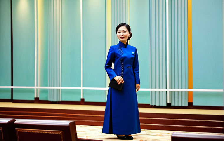 키토산의 주요 원료와 제조 과정 - **Subject:** A Vietnamese businesswoman in a tailored Ao Dai, fully clothed, attending a conference ...