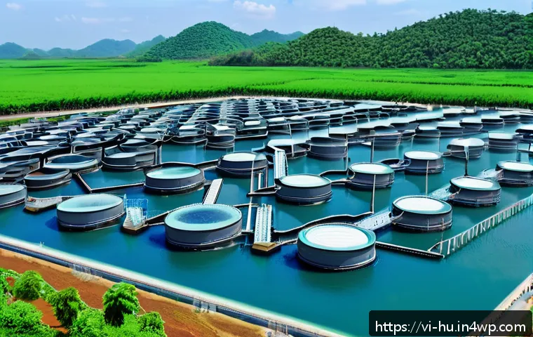 키토산과 환경 문제 해결 방안 - A detailed industrial wastewater treatment plant in Vietnam featuring large-scale filtration units w...